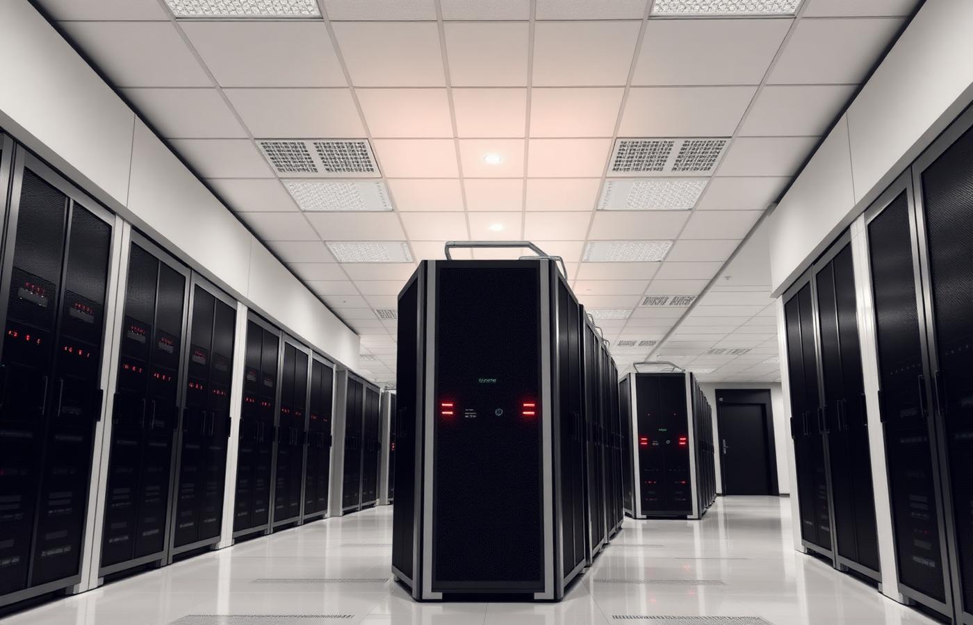 Server racks lining a data centre aisle